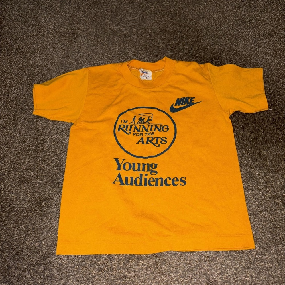 Vintage Nike Shirt Youth Small 6-8 Yellow Running Arts‎ Young USA 80s 70s